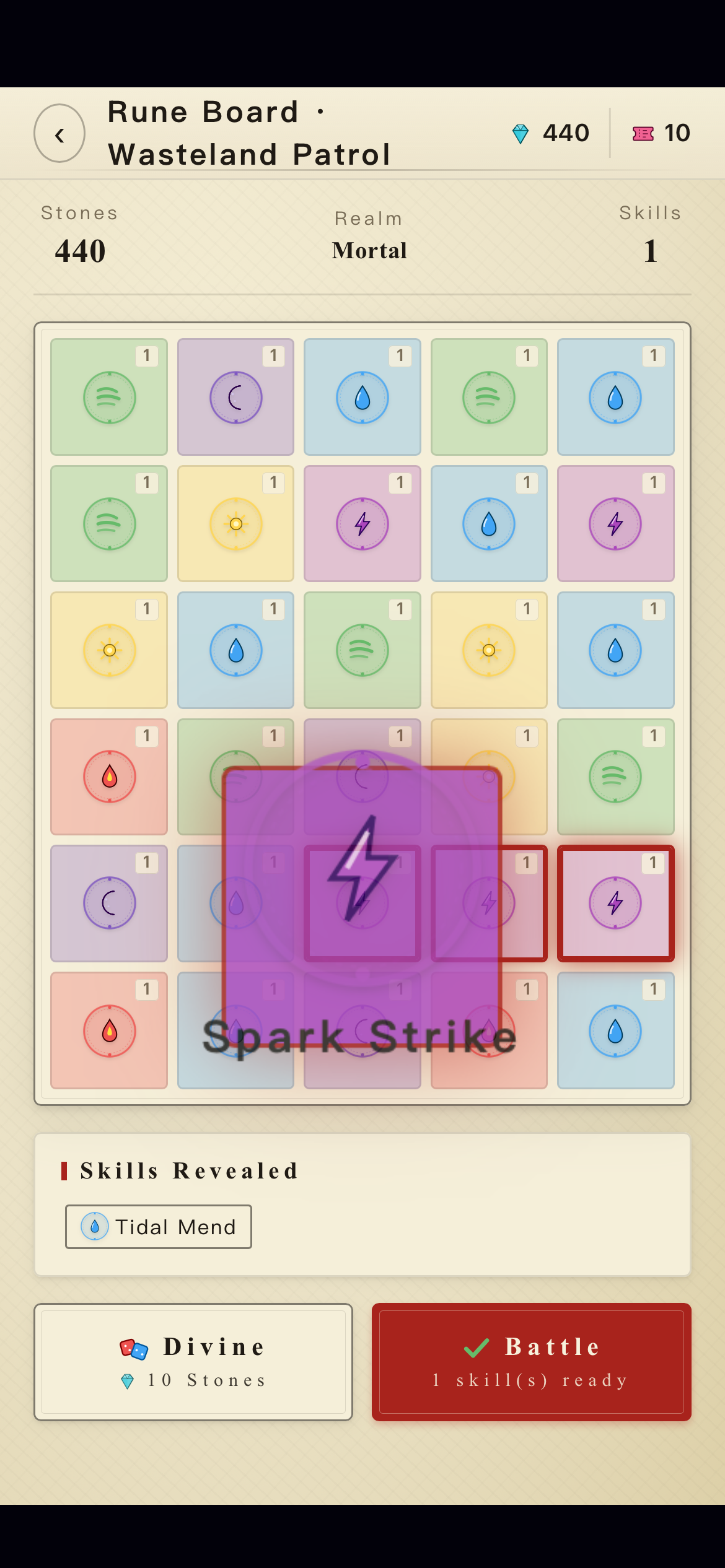 Spark Strike skill revealed on the rune board